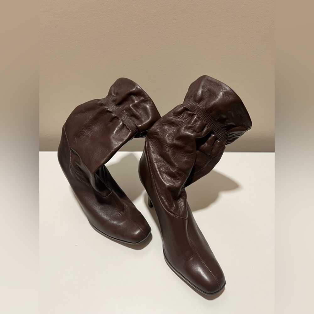 Worthington Slouched Or Cuffed Brown Leather Boots - image 2